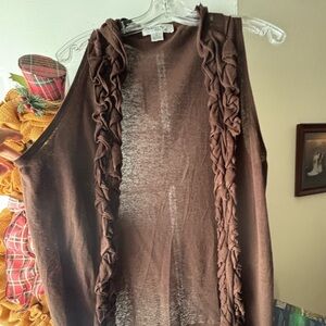 August Silk Chocolate Ruffled Vest